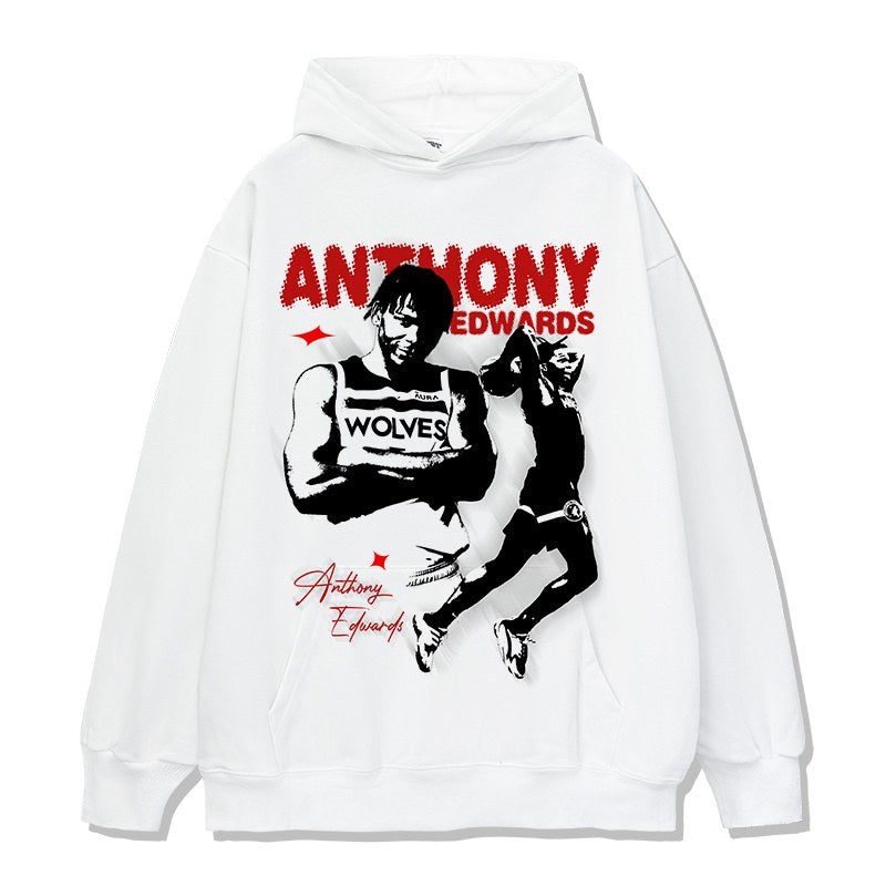 ANTHONY EDWARDS VINTAGE HOODIE – לבן