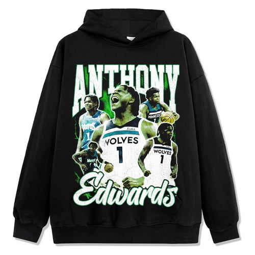 ANTHONY EDWARDS VINTAGE HOODIE – שחור