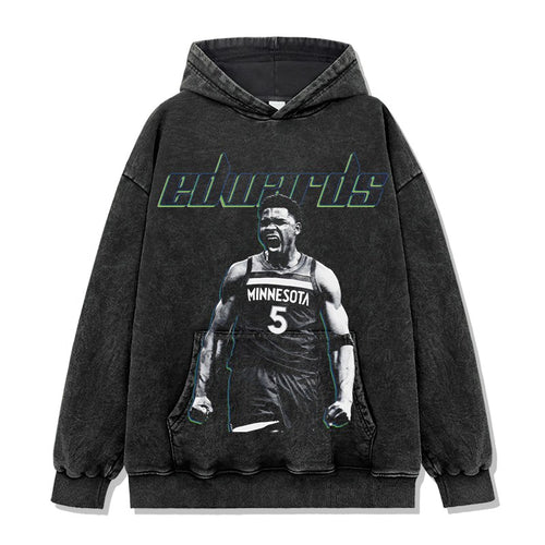 ANTHONY EDWARDS VINTAGE HOODIE – שחור שטוף