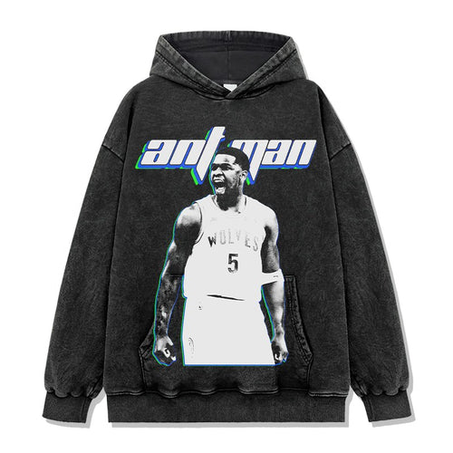 ANTHONY EDWARDS VINTAGE HOODIE – שחור שטוף
