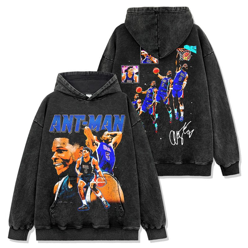 ANTHONY EDWARDS VINTAGE HOODIE – שחור שטוף