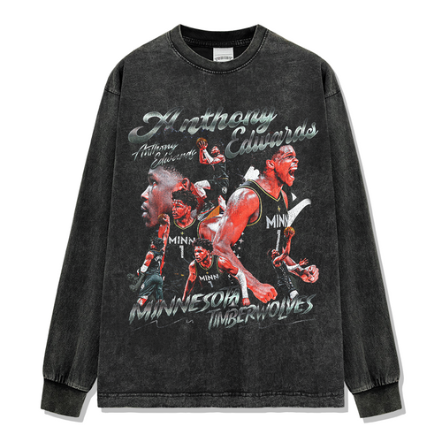 ANTHONY EDWARDS LONG SLEEVE – שחור שטוף