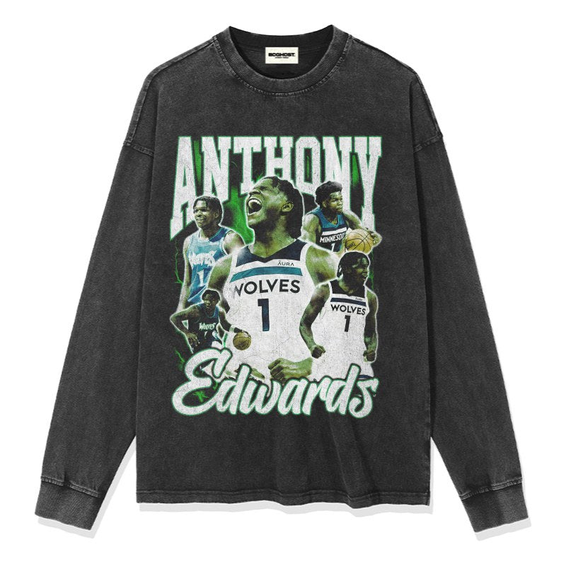 ANTHONY EDWARDS LONG SLEEVE – שחור שטוף