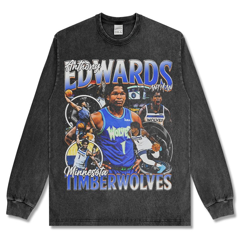 ANTHONY EDWARDS LONG SLEEVE – שחור שטוף