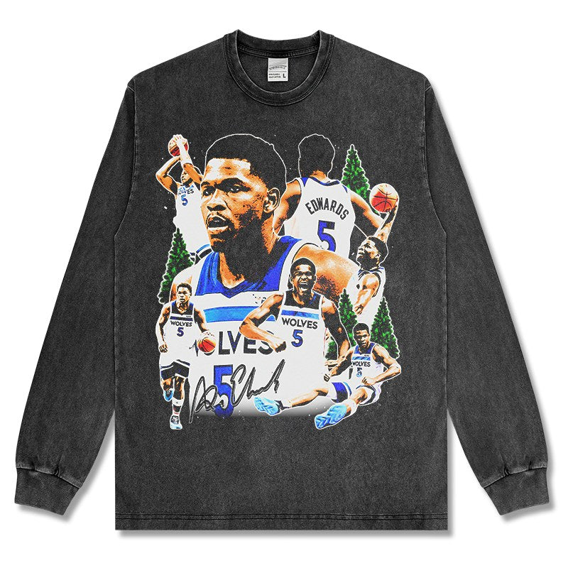 ANTHONY EDWARDS LONG SLEEVE – שחור שטוף