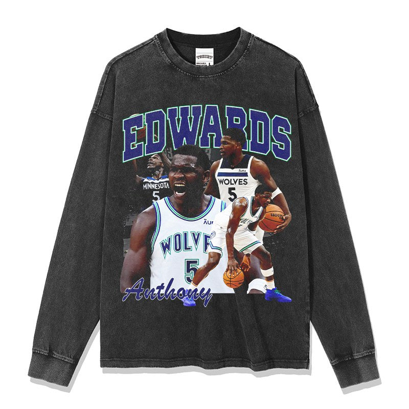 ANTHONY EDWARDS LONG SLEEVE – שחור שטוף
