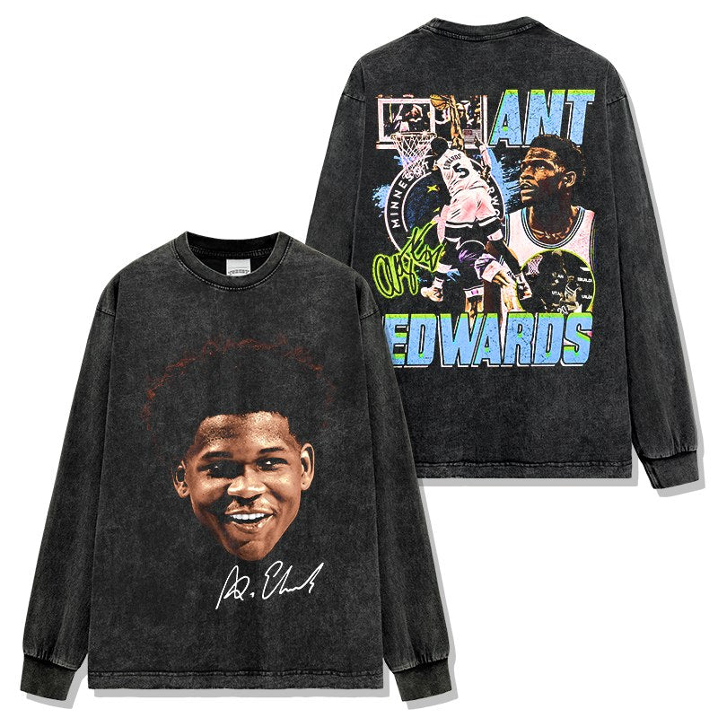 ANTHONY EDWARDS LONG SLEEVE – שחור שטוף