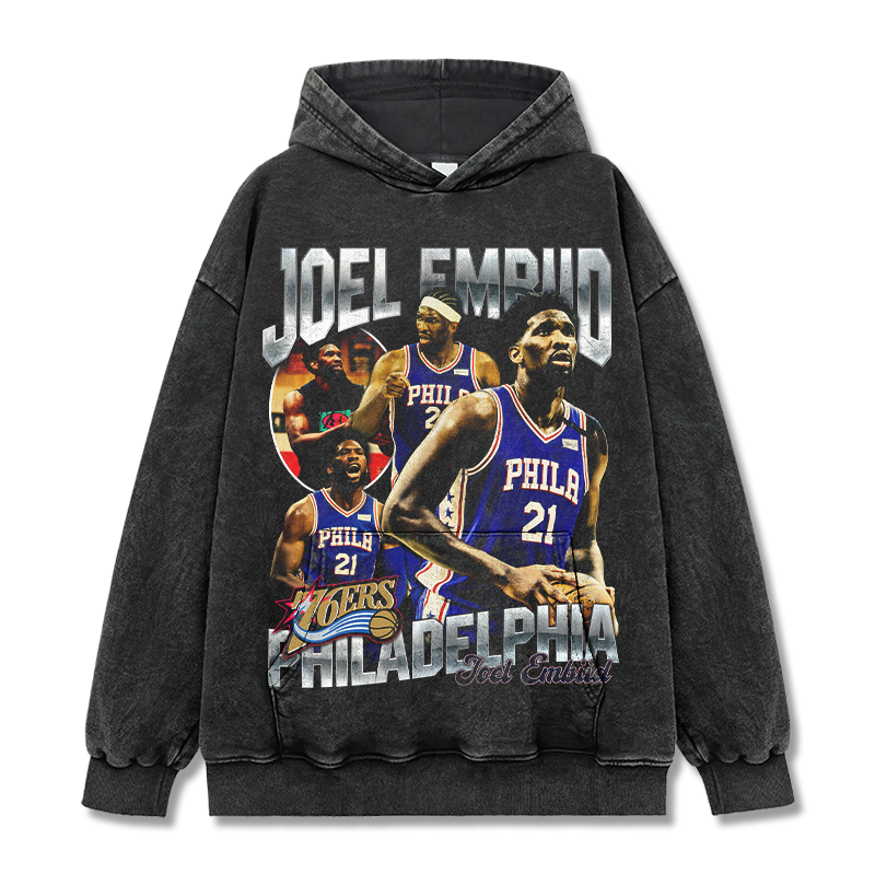 JOEL EMBIID VINTAGE HOODIE – שחור שטוף