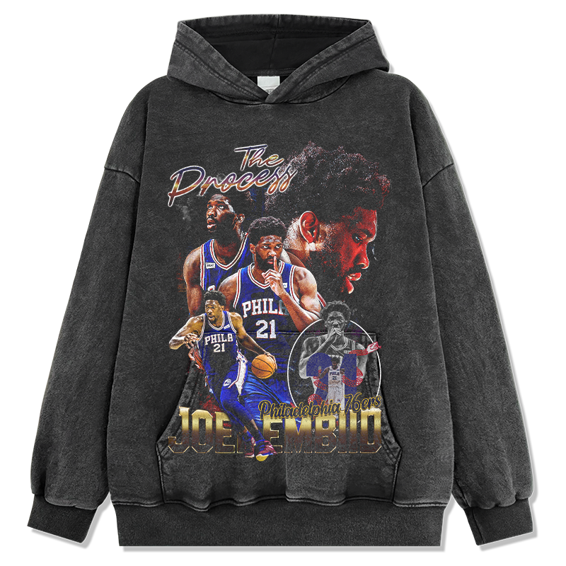 JOEL EMBIID VINTAGE HOODIE – שחור שטוף