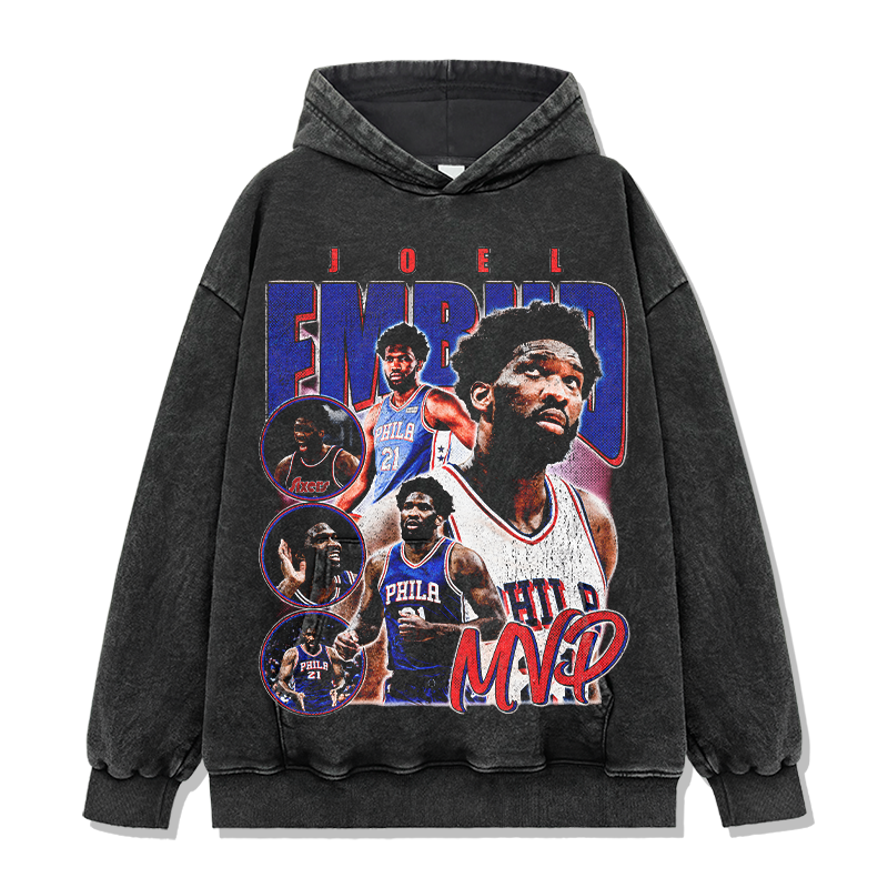 JOEL EMBIID VINTAGE HOODIE – שחור שטוף