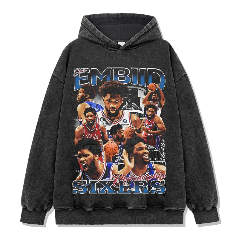JOEL EMBIID VINTAGE HOODIE – שחור שטוף