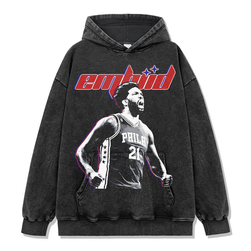 JOEL EMBIID VINTAGE HOODIE – שחור שטוף