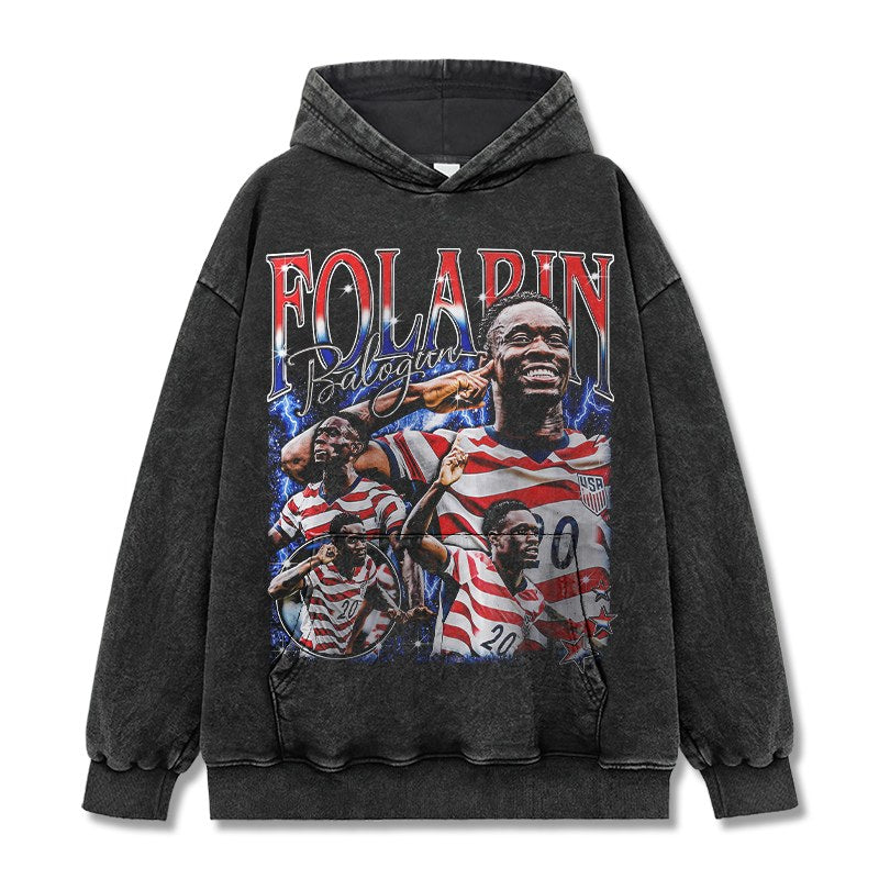 FOLARIN BALOGUN VINTAGE HOODIE – שחור שטוף