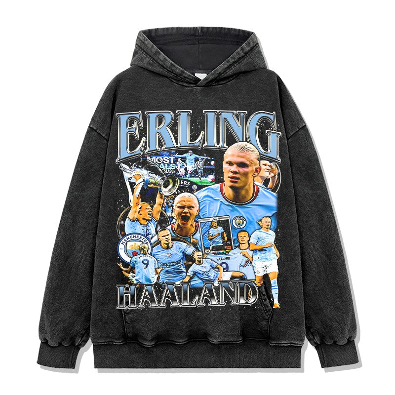 HAALAND VINTAGE HOODIE – שחור שטוף
