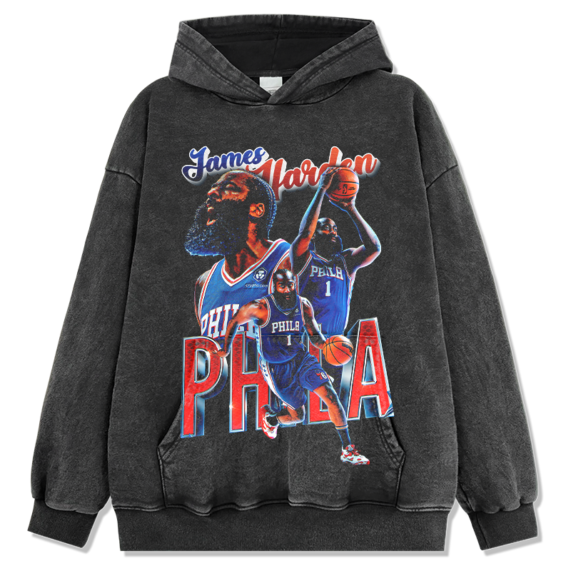 JAMES HARDEN VINTAGE HOODIE – שחור שטוף