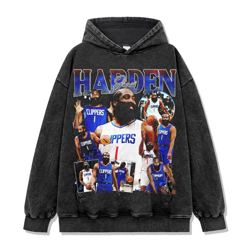 JAMES HARDEN VINTAGE HOODIE – שחור שטוף