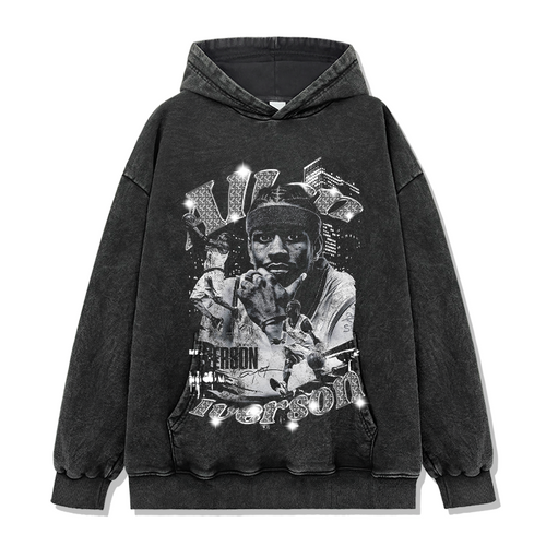 ALLEN IVERSON VINTAGE HOODIE – שחור שטוף
