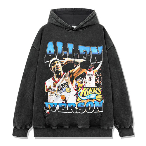 ALLEN IVERSON VINTAGE HOODIE – שחור שטוף
