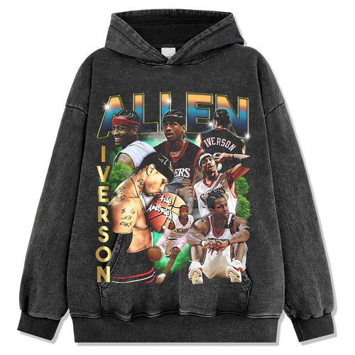 ALLEN IVERSON VINTAGE HOODIE – שחור שטוף