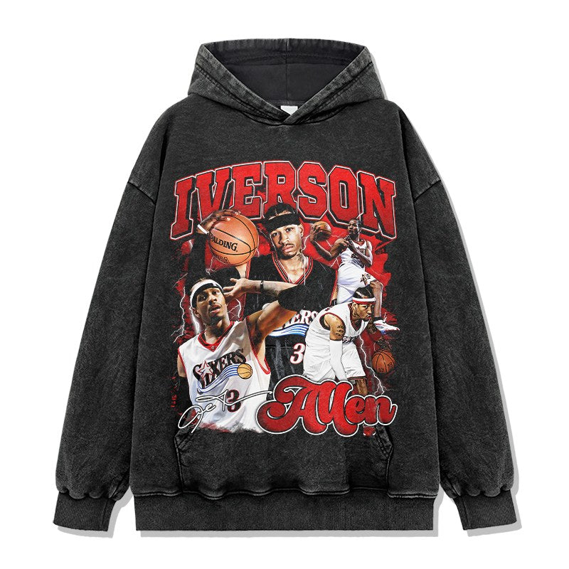 ALLEN IVERSON VINTAGE HOODIE – שחור שטוף