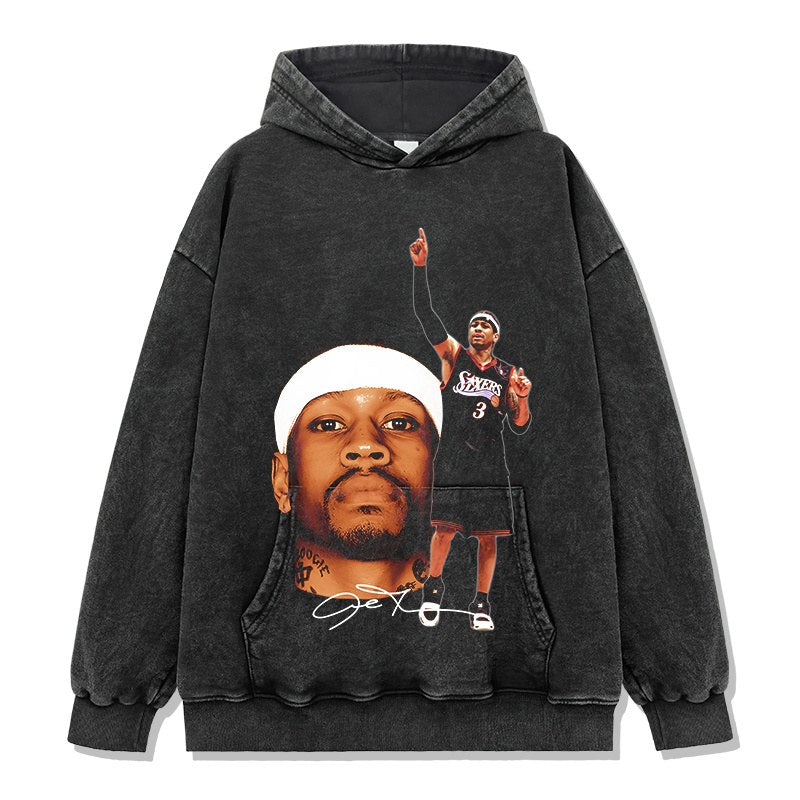 ALLEN IVERSON VINTAGE HOODIE – שחור שטוף
