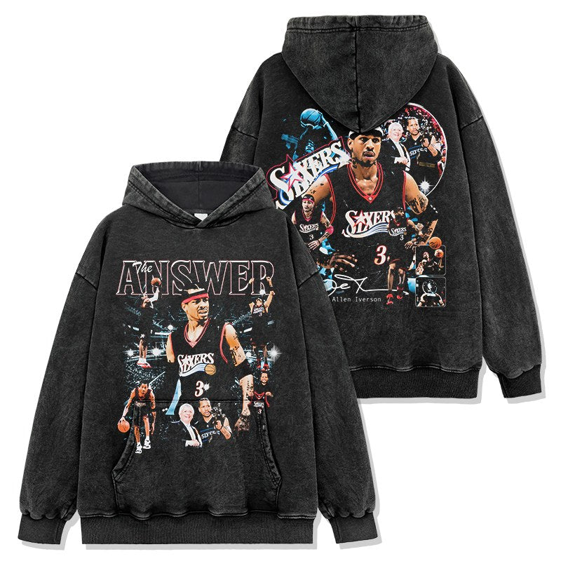 ALLEN IVERSON VINTAGE HOODIE – שחור שטוף