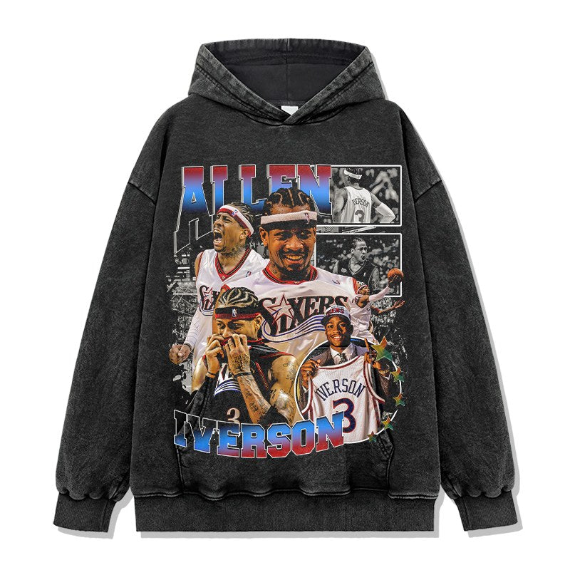 ALLEN IVERSON VINTAGE HOODIE – שחור שטוף