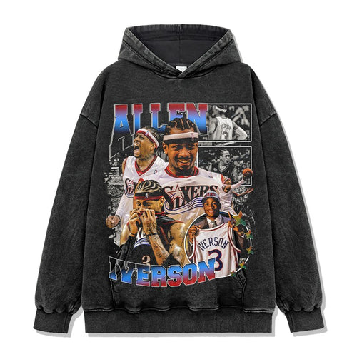 ALLEN IVERSON VINTAGE HOODIE – שחור שטוף