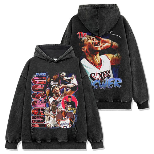 ALLEN IVERSON VINTAGE HOODIE – שחור שטוף