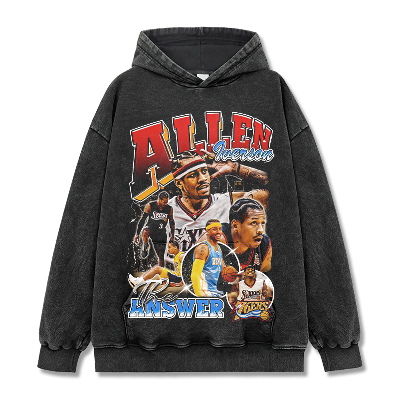 ALLEN IVERSON VINTAGE HOODIE – שחור שטוף