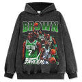 JAYLEN BROWN VINTAGE HOODIE – שחור שטוף