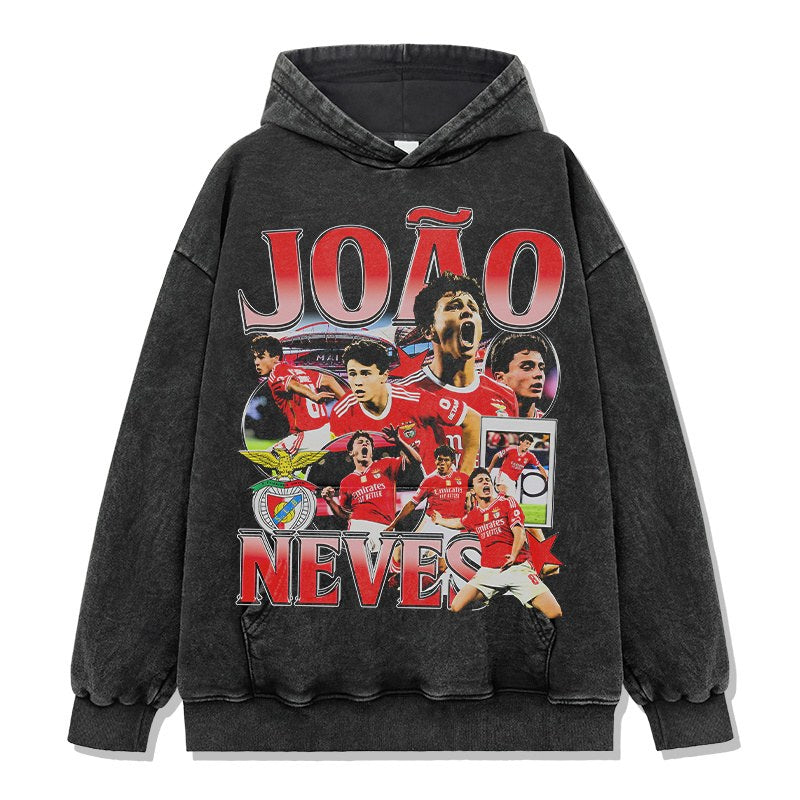 JOÃO NEVES VINTAGE HOODIE – שחור שטוף