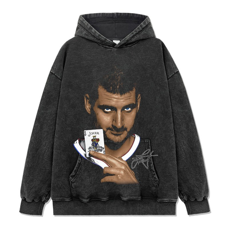 NIKOLA JOKIC VINTAGE HOODIE – שחור שטוף