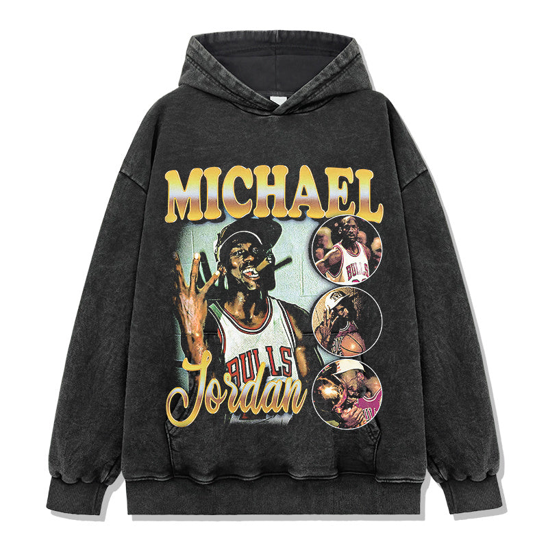 MICHAEL JORDAN VINTAGE HOODIE – שחור שטוף