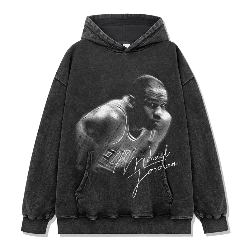 MICHAEL JORDAN VINTAGE HOODIE – שחור שטוף
