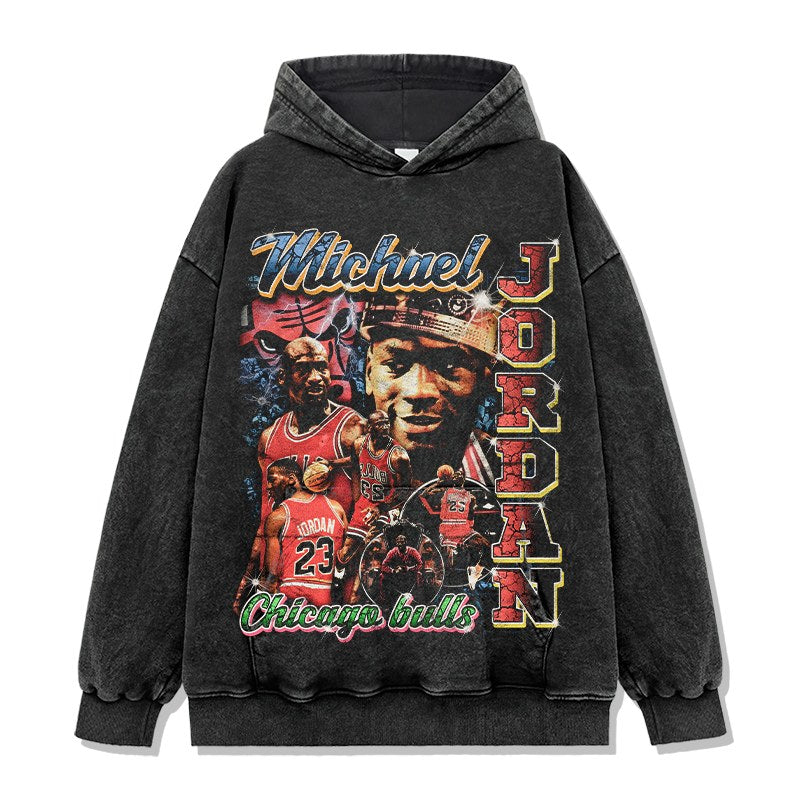MICHAEL JORDAN VINTAGE HOODIE – שחור שטוף