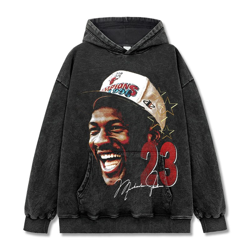 MICHAEL JORDAN VINTAGE HOODIE – שחור שטוף