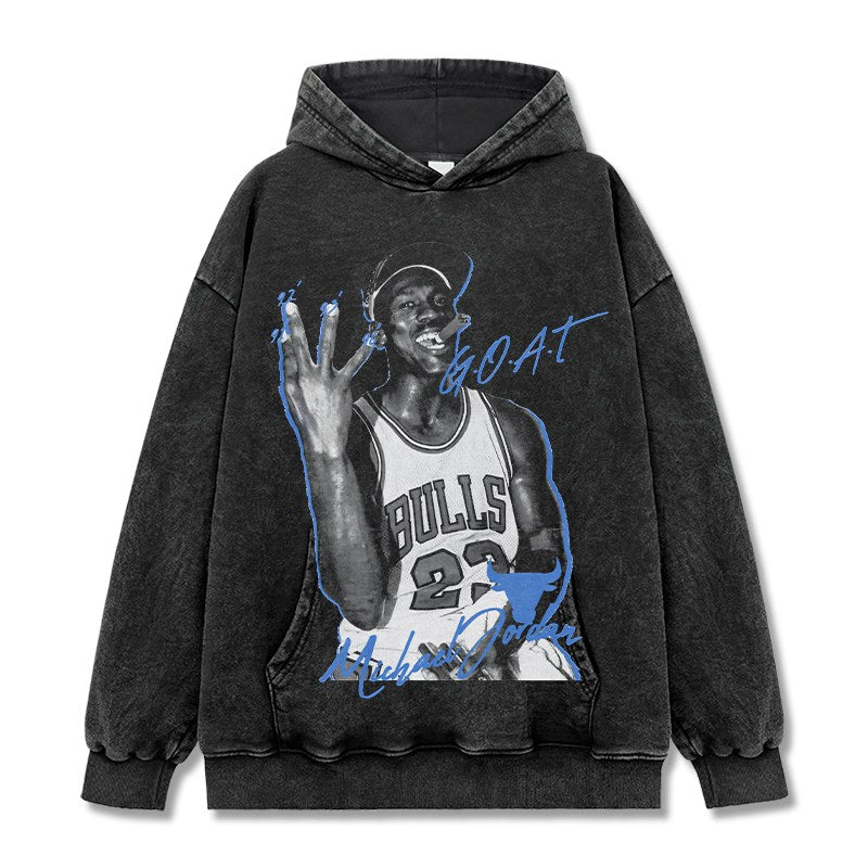 MICHAEL JORDAN VINTAGE HOODIE – שחור שטוף