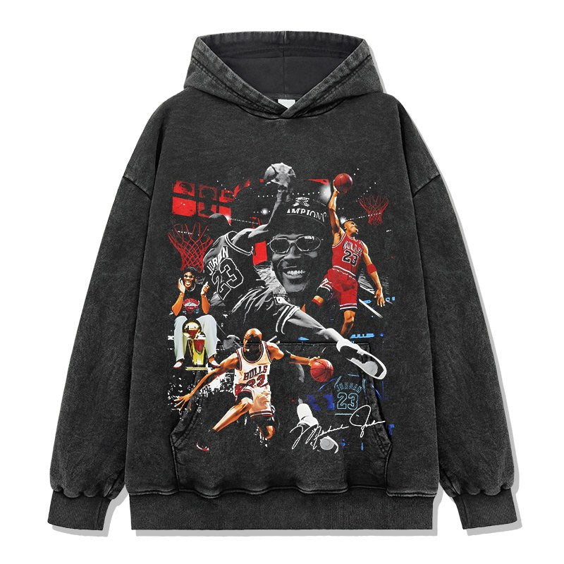 MICHAEL JORDAN VINTAGE HOODIE – שחור שטוף