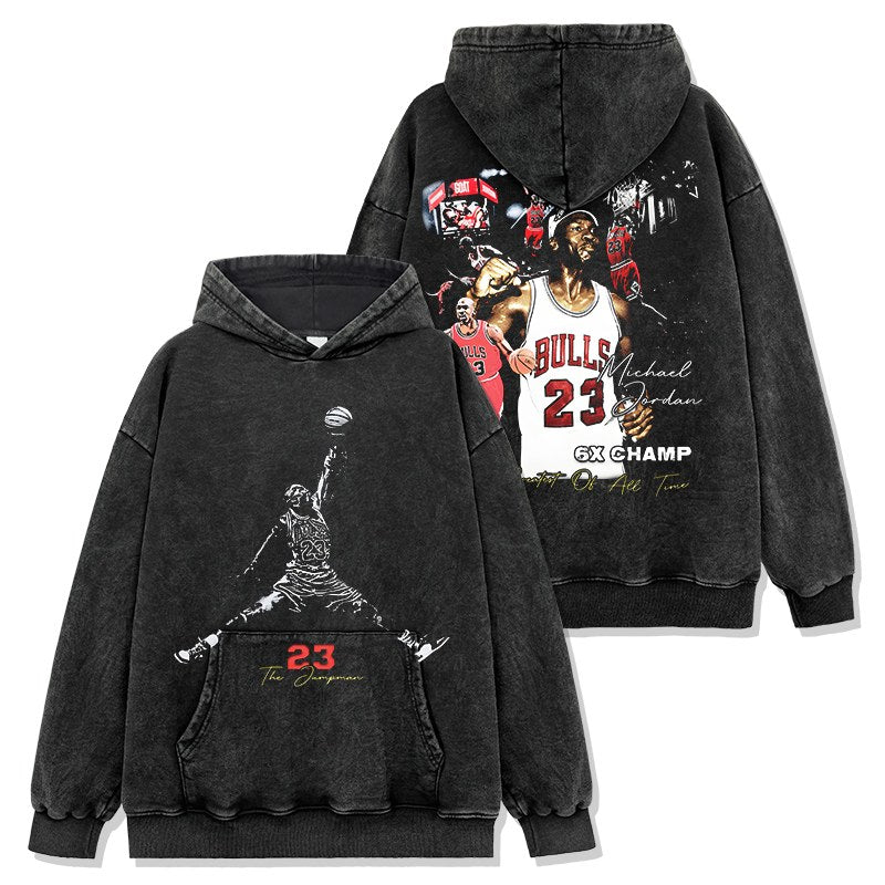 MICHAEL JORDAN VINTAGE HOODIE – שחור שטוף