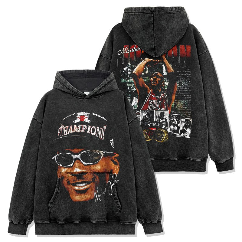 MICHAEL JORDAN VINTAGE HOODIE – שחור שטוף