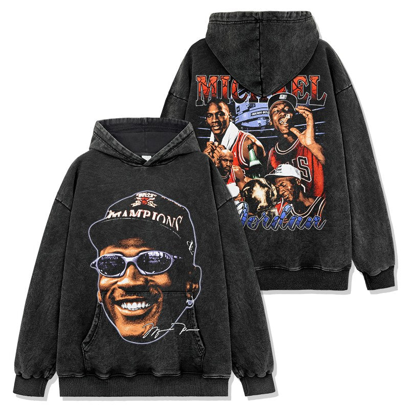 MICHAEL JORDAN VINTAGE HOODIE – שחור שטוף