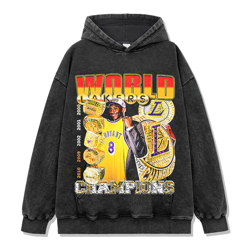 KOBE BRYANT VINTAGE HOODIE – שחור שטוף