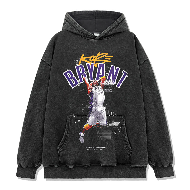 KOBE BRYANT VINTAGE HOODIE – שחור שטוף