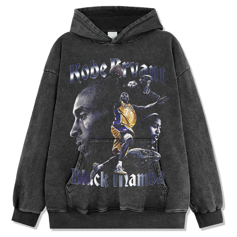 KOBE BRYANT VINTAGE HOODIE – שחור שטוף