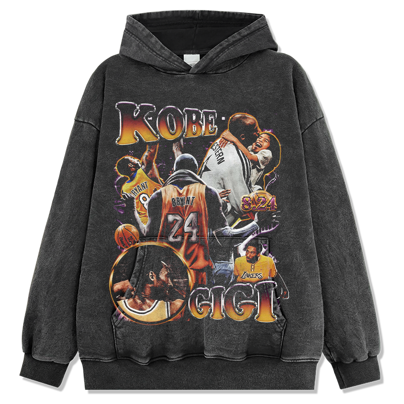 KOBE BRYANT VINTAGE HOODIE – שחור שטוף