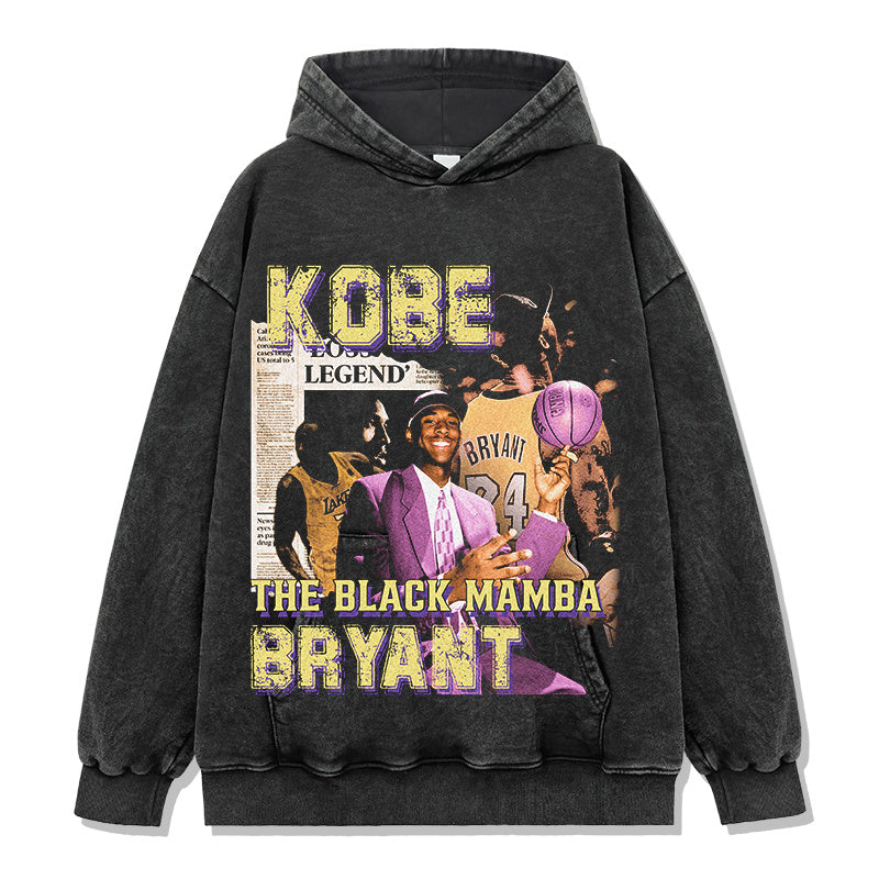 KOBE BRYANT VINTAGE HOODIE – שחור שטוף