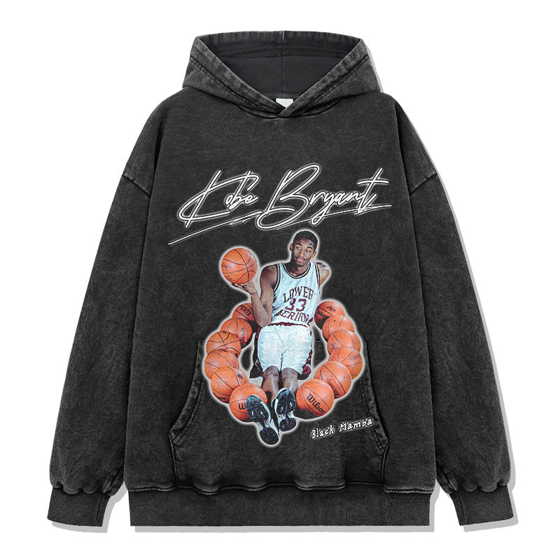KOBE BRYANT VINTAGE HOODIE – שחור שטוף