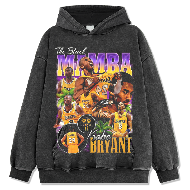 KOBE BRYANT VINTAGE HOODIE – שחור שטוף