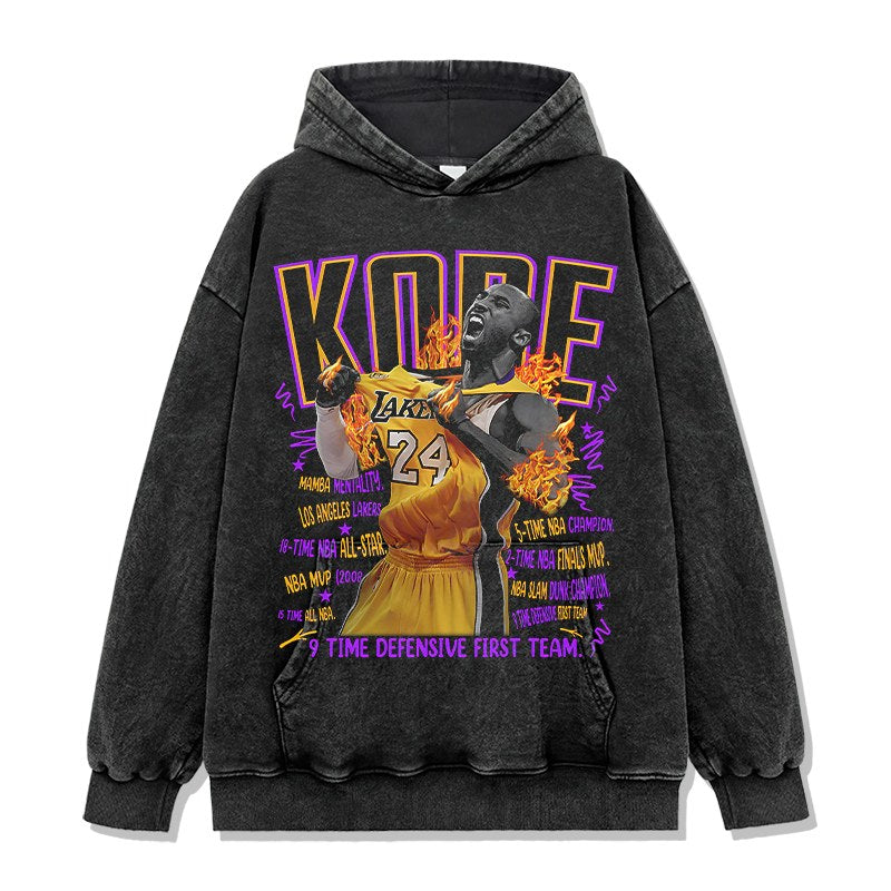 KOBE BRYANT VINTAGE HOODIE – שחור שטוף